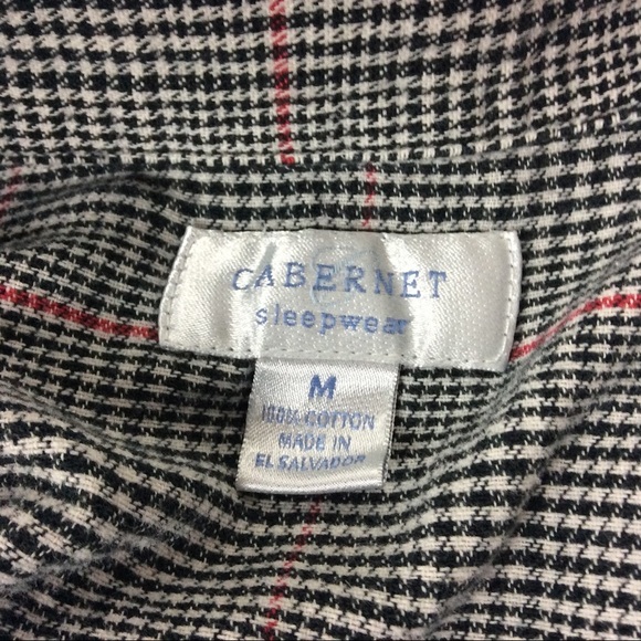 Cabernet‎ Pajama 2PC Set Women's Medium B/W & Red Herringbone Plaid - Picture 11 of 15